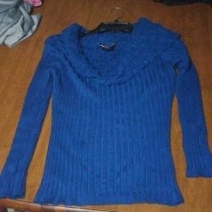 Sweater, L, blue, turtle neck